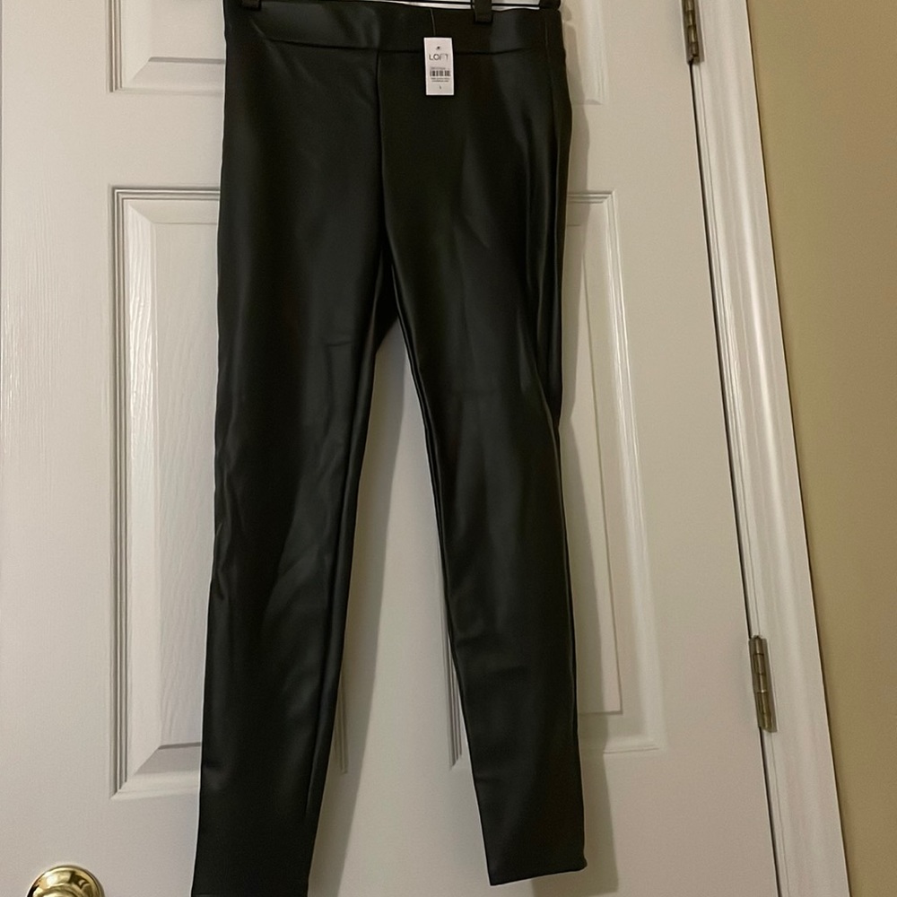 Loft imitation leather black pants.